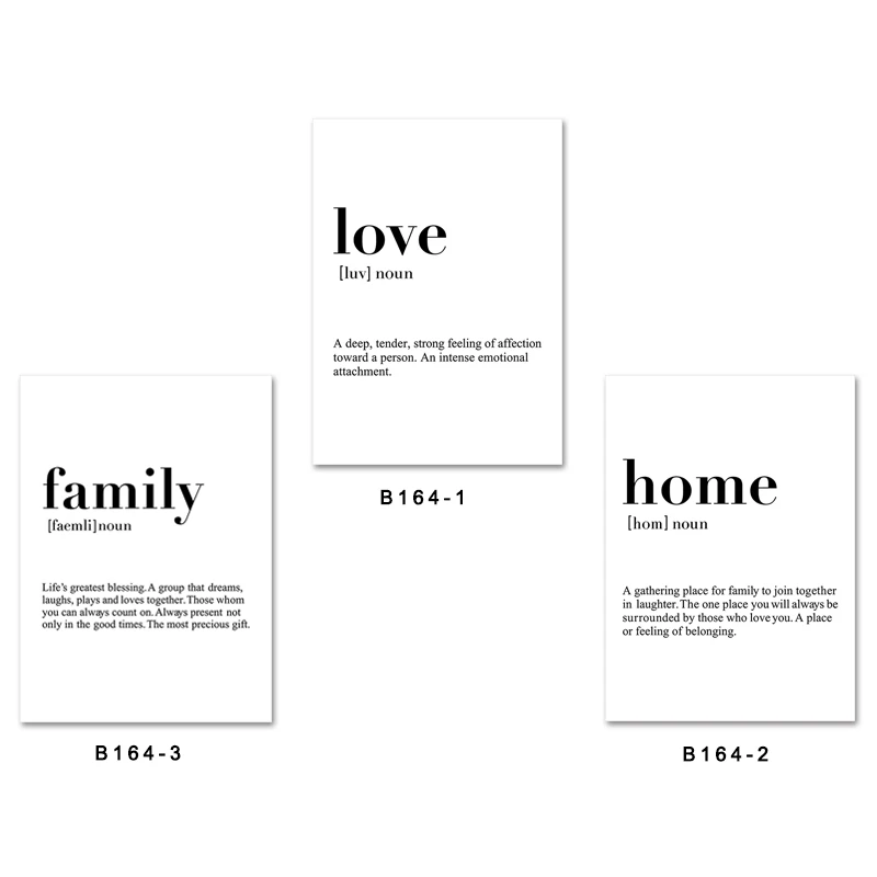 

Love Family Home Definition Simple Quotes Wall Art Canvas Poster Minimalist Print Painting Picture Living Room Modern Decoration