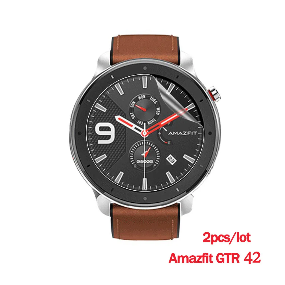 Прозрачная защитная пленка для часов, 2 шт. для Xiaomi Huami Amazfit Bip GTS GTR 42/47 Pace, мягкая защитная пленка из ТПУ на весь экран - Цвет: For amazfit GTR 42