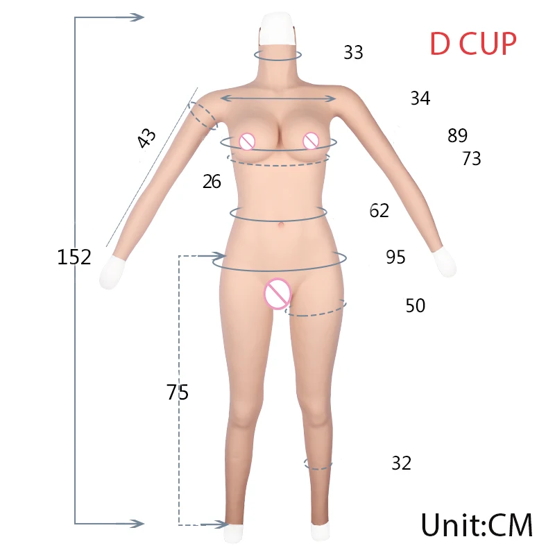 Модернизированная версия силиконовых костюмов для тела чашка D с вагинальной