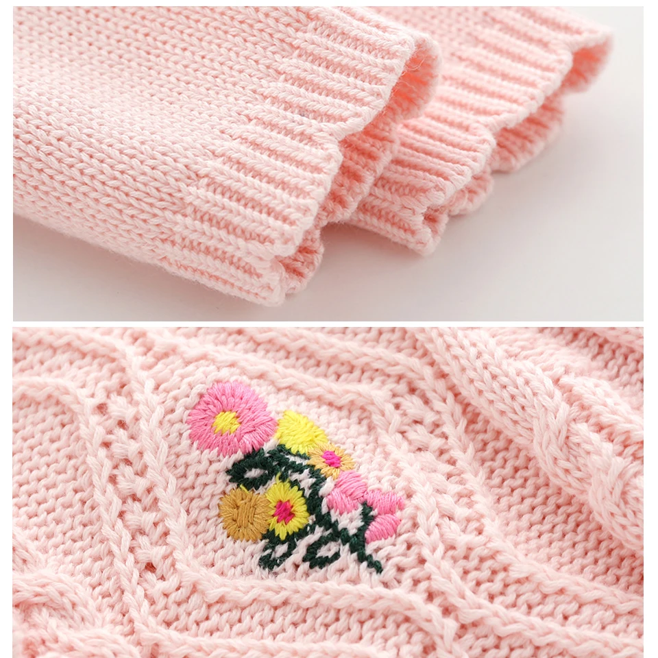 Зимний вязаный свитер с вышивкой для новорожденных девочек комбинезон детская