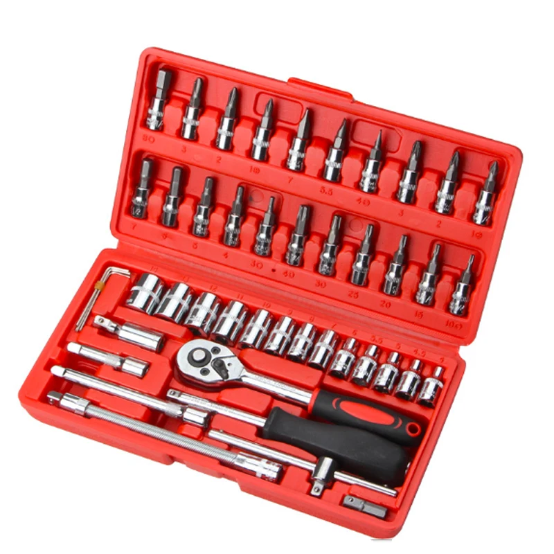 

Набор торцевых головок 46 шт./компл., 1/4 дюйма, инструмент для ремонта автомобиля, трещотка, набор динамометрических ключей, комбинированные биты, ручное оборудование, инструменты для ремонта