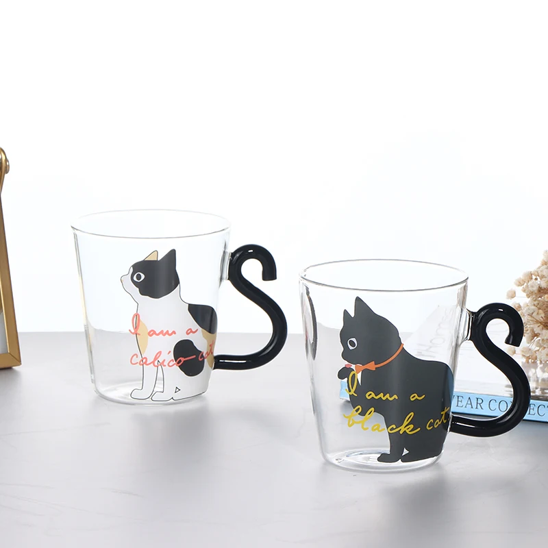 250 мл Милая кошачья стеклянная чашка для сока кофе молока чая кружка с кошачьей