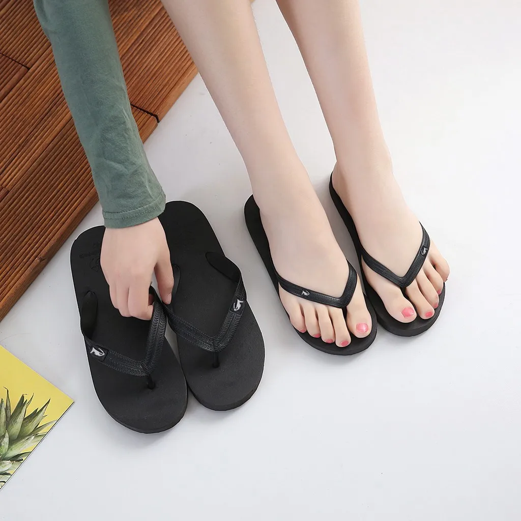 

Men's Summer Beach Flip Flops Solid Anti-slip Slipper Male Casual Shoes zapatillas casa hombre Platform Sandals pantoufle A50