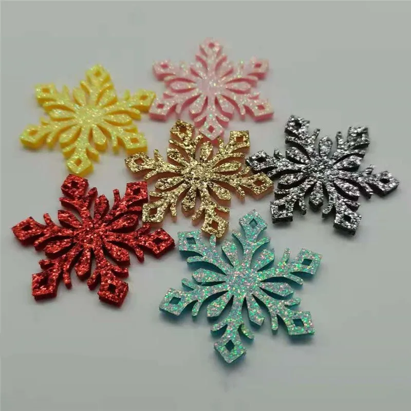 

10 Pieces Glitter Christmas Decoration Snowflakes Hair Sewing Accessories Hairpin Material Pendant Snowflakes DIY Craft Supplies