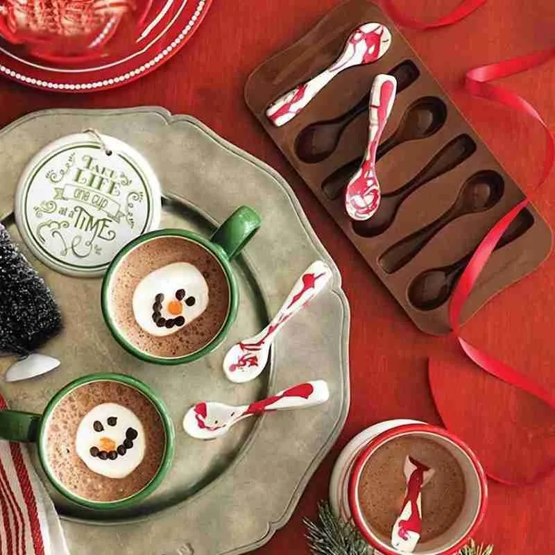 

New Silicone Chocolate Mold Spoon Baking Mold Baking And Cake Mold Bkeware Candy Tools Jelly Mold Diy Biscuit 3d Non-stick J4F7