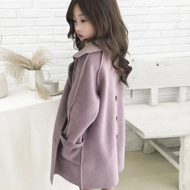 

Children Woolen Coat For Girls Fashion Kids Autumn Winter Woolen Overcoat Jackets Costumes Pink Outwear Tops Clothes For 4-12Y