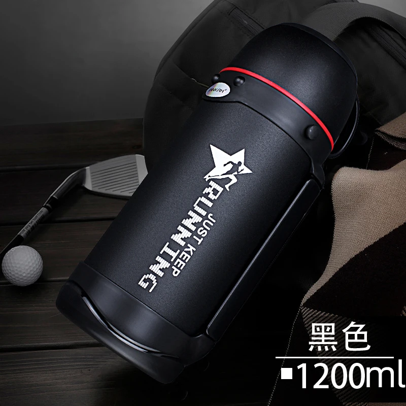 BLACK 1.2L Pinkah 1.2L 1.5L 1.8L большая емкость более 48H чайник с изоляцией портативный с плечевым ремнем Открытый Вакуумный термос с ручкой - Цвет: BLACK 1.2L