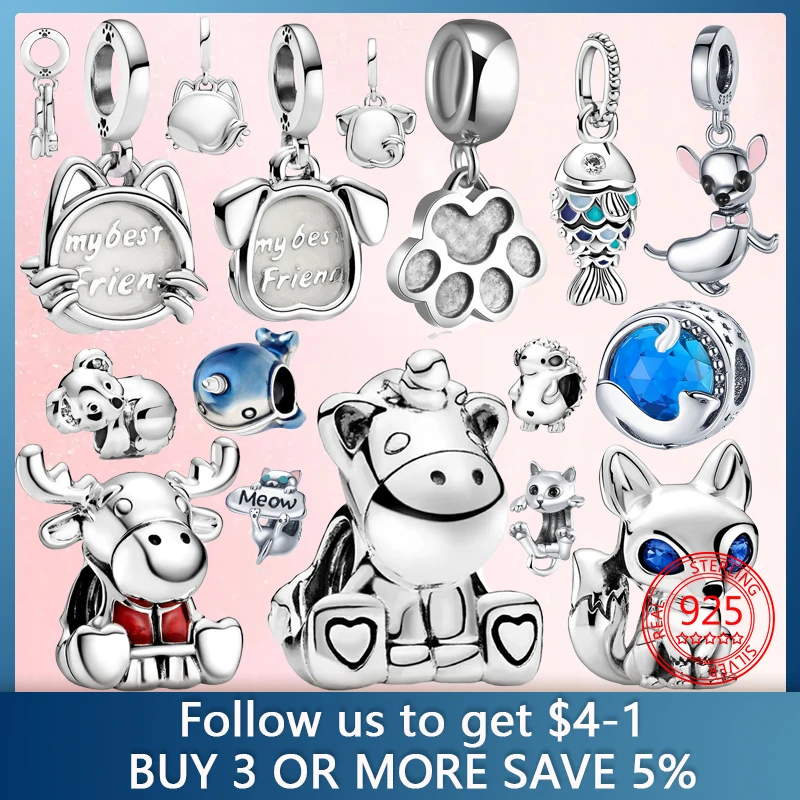 

100% 925 Sterling Silver Fine Jewelry Making Gift Women Charm Unicorn Bruno Beads Pendant Fit Original Pandora Bracelet Festival