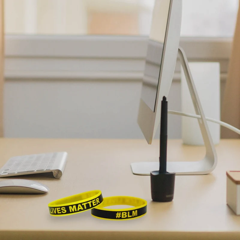 

1PC Hot Sale Black Lives Matter Silicone Wristband Yellow Silicone Rubber Bracelet & Bangles