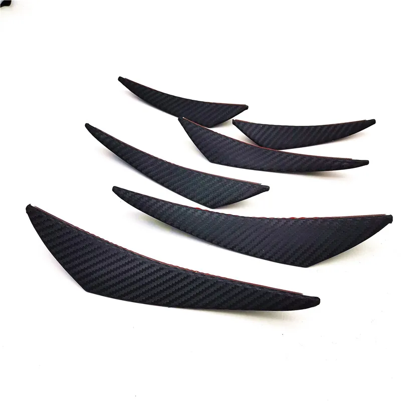 

6pcs Universal ABS Black Carbon Fiber Color Car/Auto Front Bumper Fins Spoiler Refit