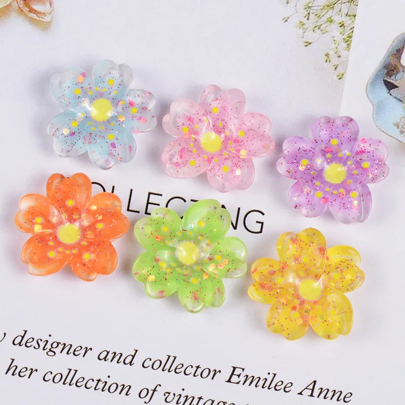 

10 шт./лот плоские кабошоны из смолы, цветы для скрапбукинга, рукоделие, блеск, вишня, плоская задняя сторона, кабошон, аксессуары для декора т...