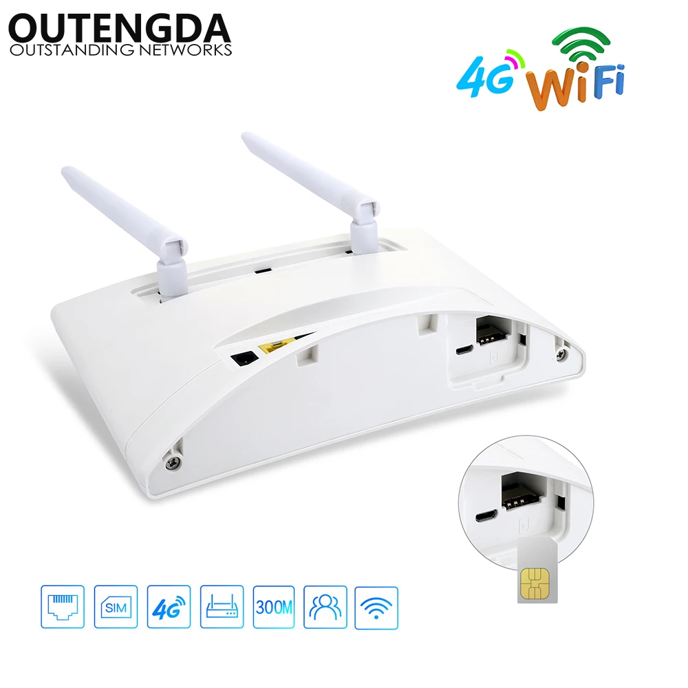4G WiFi роутер 300 Мбит/с беспроводной Wi-Fi Мобильный CAT4 LTE/3g/4G CPE роутер до 32 пользователей WiFi с sim-слотом мульти LAN& Dual ANTs