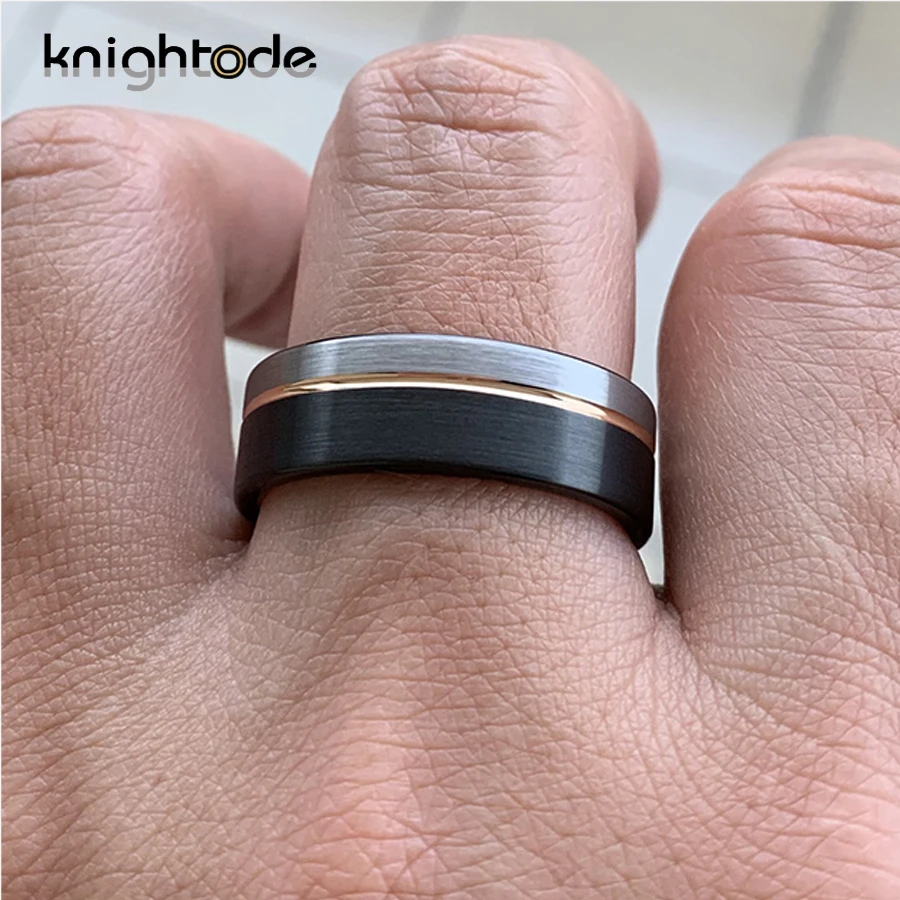 8 мм для мужчин и женщин вольфрамовые карбидные кольца плоское Черное