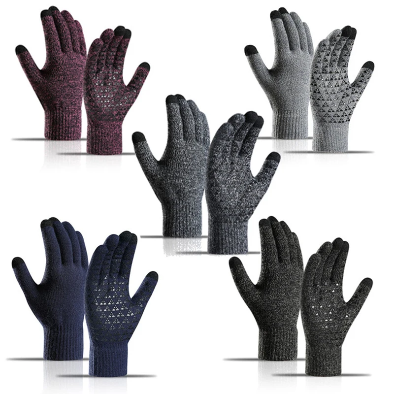 

1Pair Touch Screen Gloves Winter Wool Knitted Men's Gloves Female Warm Outdoor Gloves Cold-proof Glove Guantes Touch Screen