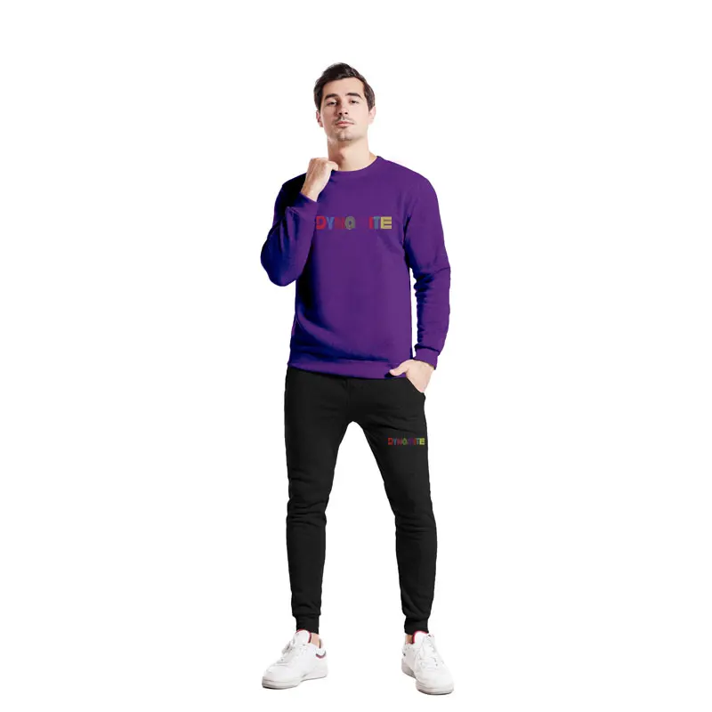 

Winter Casual Crewneck Letterprint Warm Cotton Street Jogging Sweatshirt Couples Sports Pullover + Sports Pantsuit