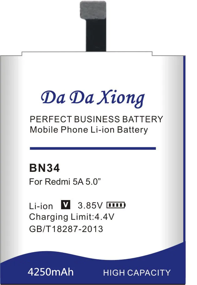 Da Xiong аккумулятор для телефона BN34 для Xiaomi Redmi 5A 5," Сменный аккумулятор 4250 мАч батареи для телефонов большой емкости