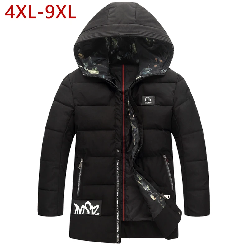 4XL-9XL длинная Парка мужская зимняя одежда теплое мужское плотное пальто с капюшоном зимняя хлопковая стеганая куртка Veste Homme Inverno W15