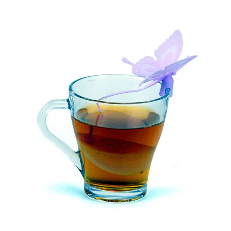 

Ситечко для заваривания чая с изображением бабочки, ситечко для заваривания чая, сумка производителя, Цветной фильтр для кофе, специй, кухон...