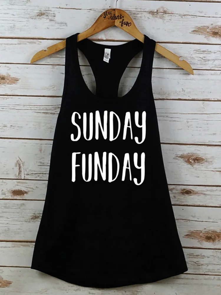 Женские топы без рукавов Sunday Funday Забавные футболки с графикой повседневный жилет