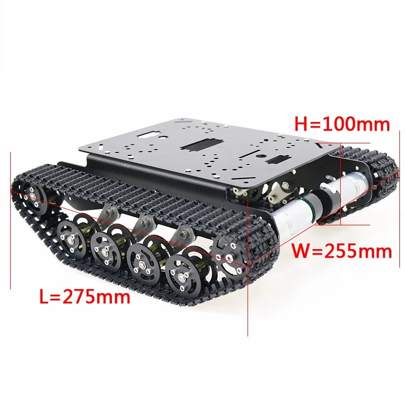 Черный амортизатор металлический RC робот танк шасси комплект Мобильная