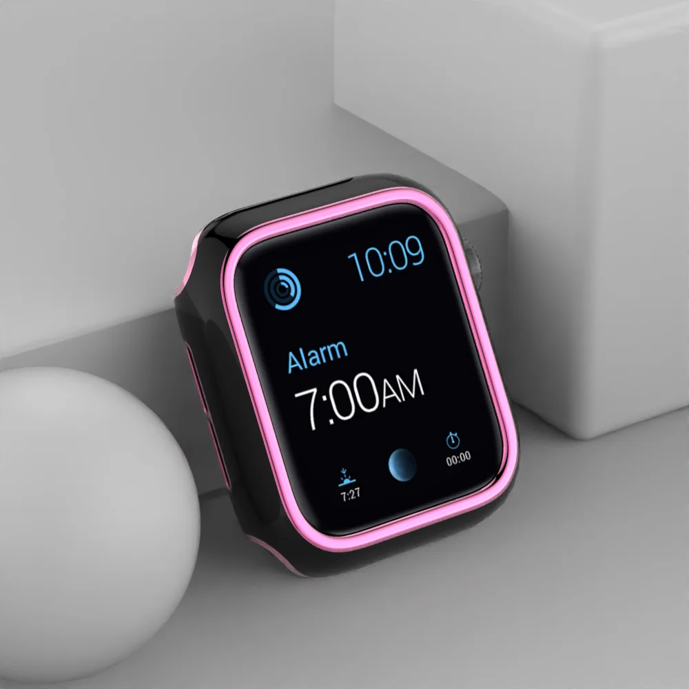 Suitable for Apple Watch 6 electroplating half-pack anti-scratch protective shell iwatchSE543PC two-color suspension carved case