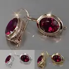 Изысканные роскошные красные кристаллы Циркон Камень круглые серьги висячие серьги эффектные Свадебные клипсы для женщин модные украшения подарок
