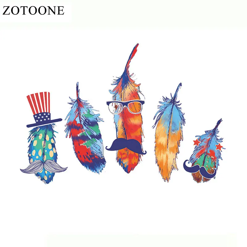 

Mixed Color Feather Patch Iron on Patches for Clothing Stickers on Clothes Heat Transfers for T-shirt Applications DIY Appliques