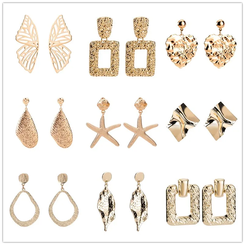 Винтажные металлические геометрические круглые золотые висячие серьги Pauli Manfi