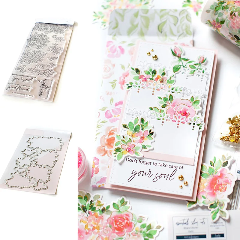 

HYDRANGEA AND ROSE Metal Cutting Dies Stamps Scrapbook Diary Secoration Embossing Stencil Template Diy Greeting Card Maker Album