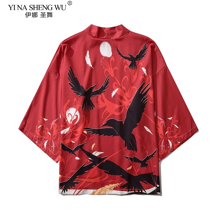 Кимоно в японском стиле с кошкой и Самураем уличная одежда для мужчин женщин