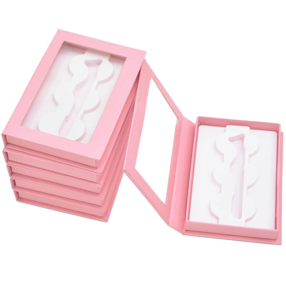 

10/Pack Wholesale 3pairs Eyelashes Box Package Lash Book Packaging 25mm Mink Eyelashes Pink Storage Boxes Cases Makeup Vendors