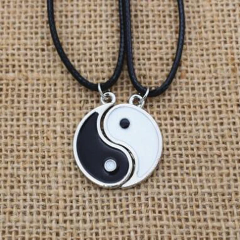 2 шт./лот эмалевое ожерелье Tai Chi Yin Yang подвеска парный чокер регулируемый браслет