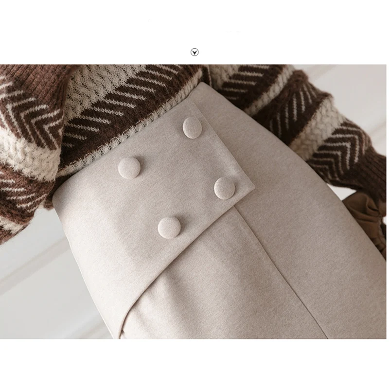 

Wool&Blends 2021 Winter Asymwtrical Women's Skirts High Waist Mermaid Female Skirts Black Color Office Lady Skirt Brand Clothes