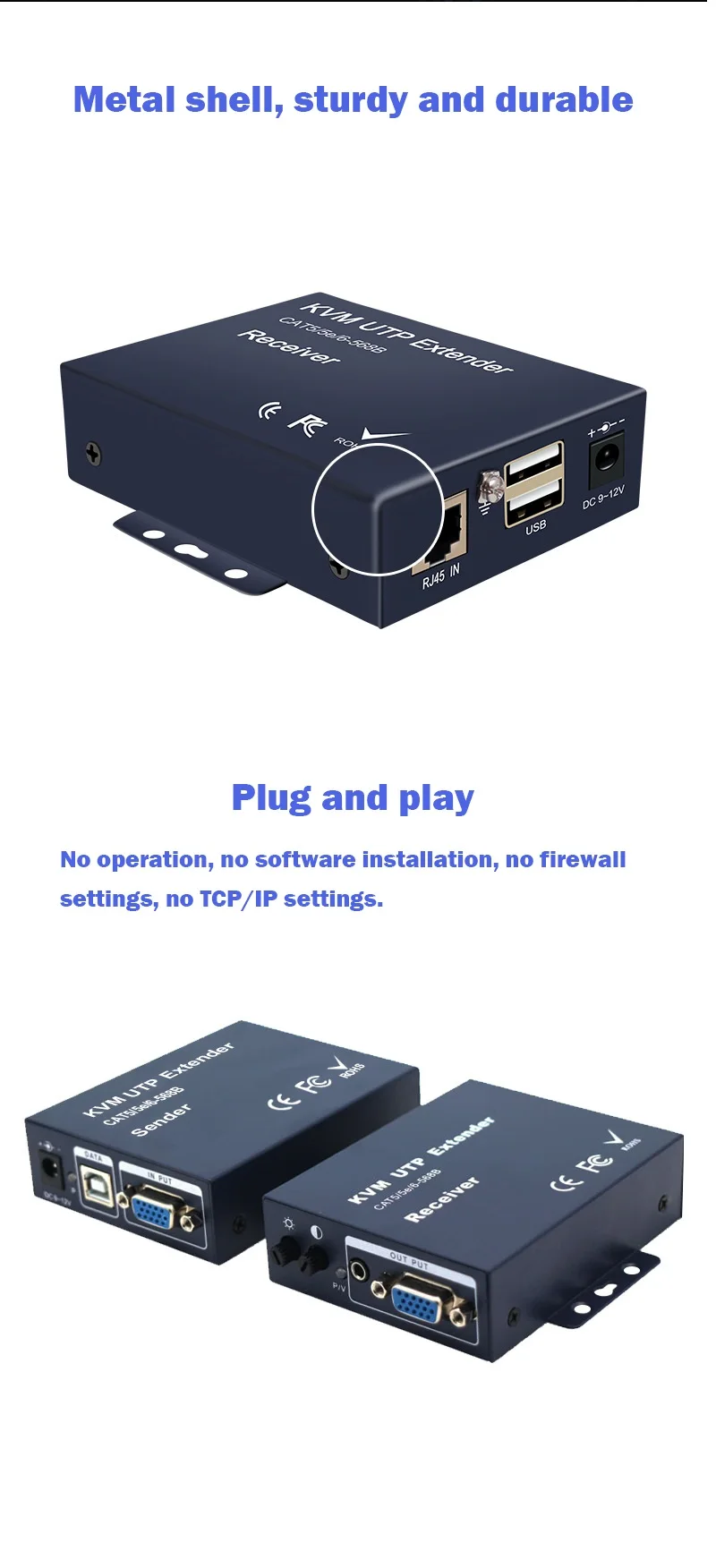 VGA USB KVM удлинитель видео аудио по RJ45 Cat5/5e/6 кабель до 100 м 200 конвертер приемник