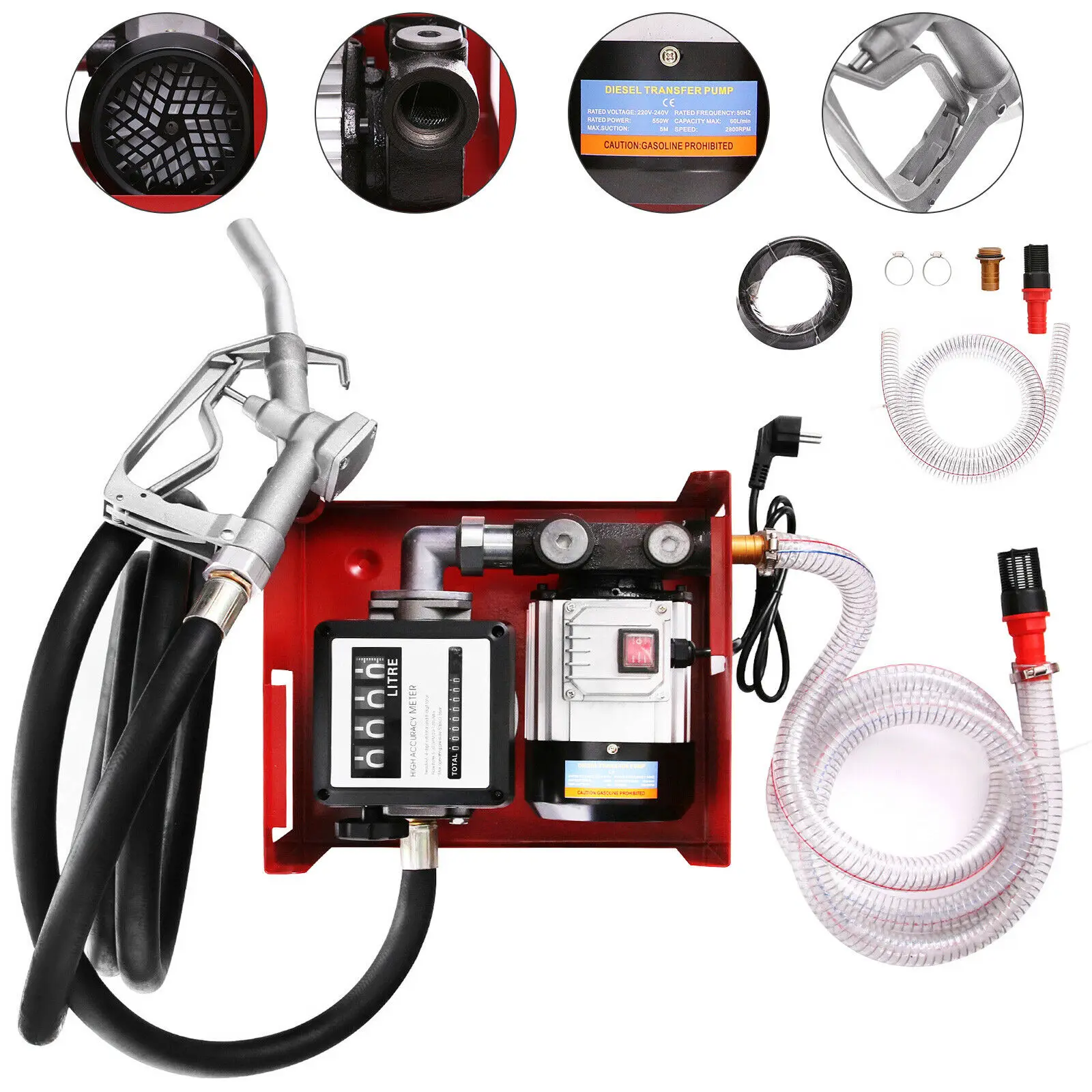 

Oil Diesel Fuel Transfer Pump Electric Auto Bio-diesel Speed 2800rpm 60L/min