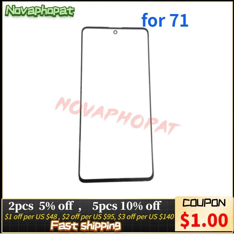 Novaphopat 20 шт. A715F Передняя стеклянная панель для Samsung A71 внешнее стекло объектива Замена экрана (не сенсорный датчик)