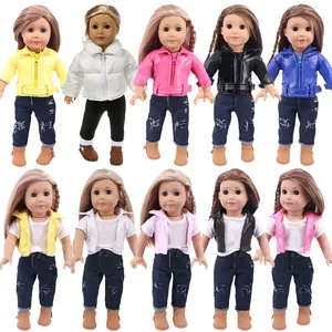 Кукольная одежда 2 шт.компл. куртка + джинсовый костюм 18 дюймов американский и 43 см Кукла Новорожденный Кукла реборн Логан мальчик поколение девочка игрушка подарок