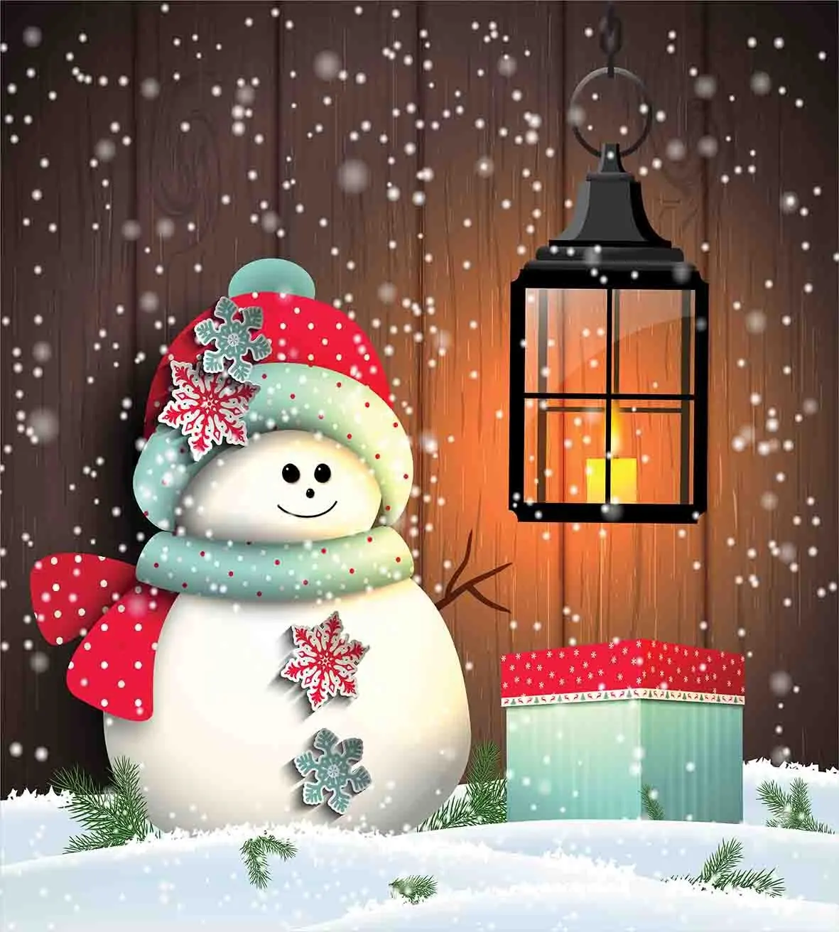 Рождественский набор пододеяльников снеговик с Санта шапкой в саду подарочной