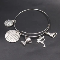 1pc give a girl right shoestag skatestrophyfigure skating girlworld mapmetal bracelet diy charms jewelry crafts findings