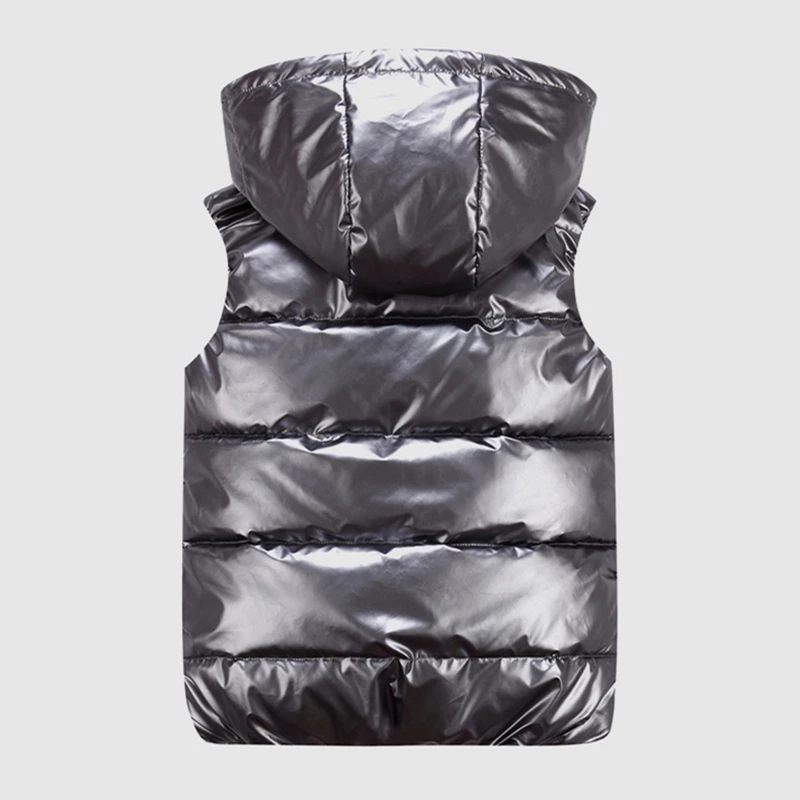 

Shiny Down Cotton Padded Waistcoat for Couple Coat Warm Hooded Vest Autumn Winter New Parent-child Wear Sleeveless Parka Jackets