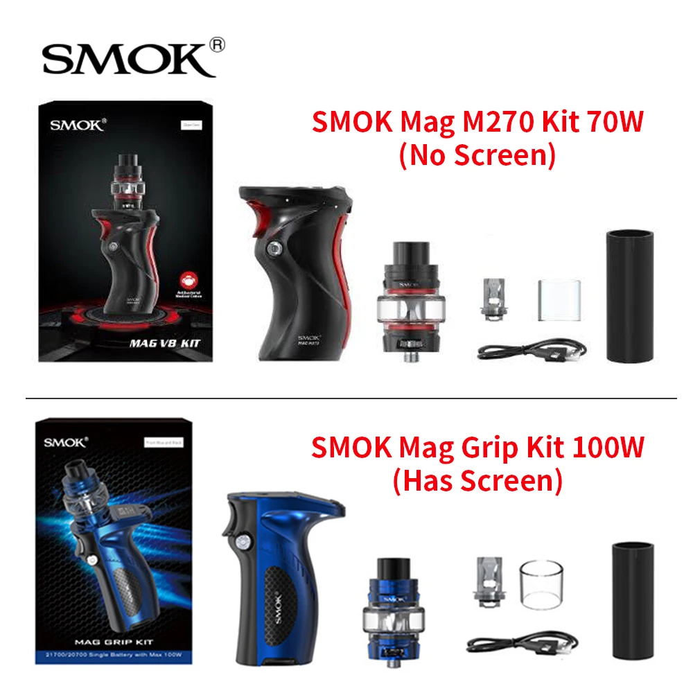 Оригинальный набор SMOK Mag M270 70 Вт Grip 100 бак TFV8 Baby V2 5 мл baby S1 S2 катушка испарителя для