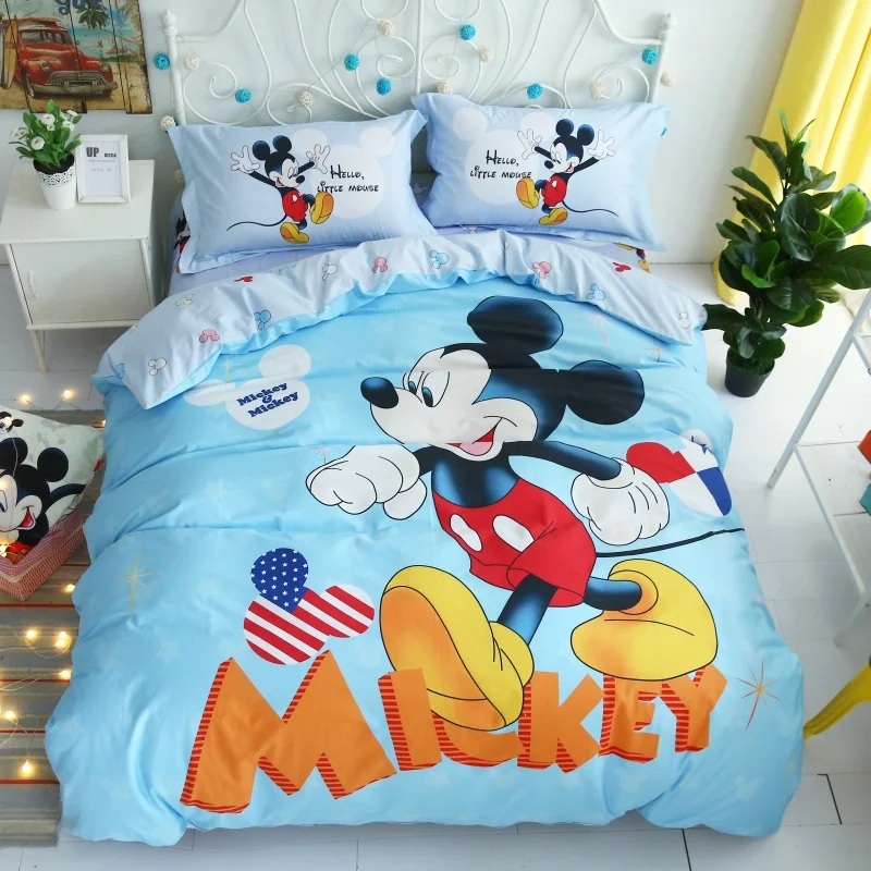 

Disney с Микки Маусом Минни Мышь 3D печатных Постельное белье для детей девушки Украшения в спальню хлопок пододеяльник набор 1,5 м кровать подар...