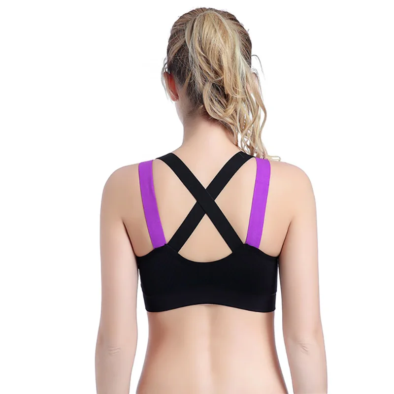 

Fitness Sports Bra Breathable Female Top Sexy Cross Strap Push Up High Impact Running Bra for Fitness Yoga Gym Underwear