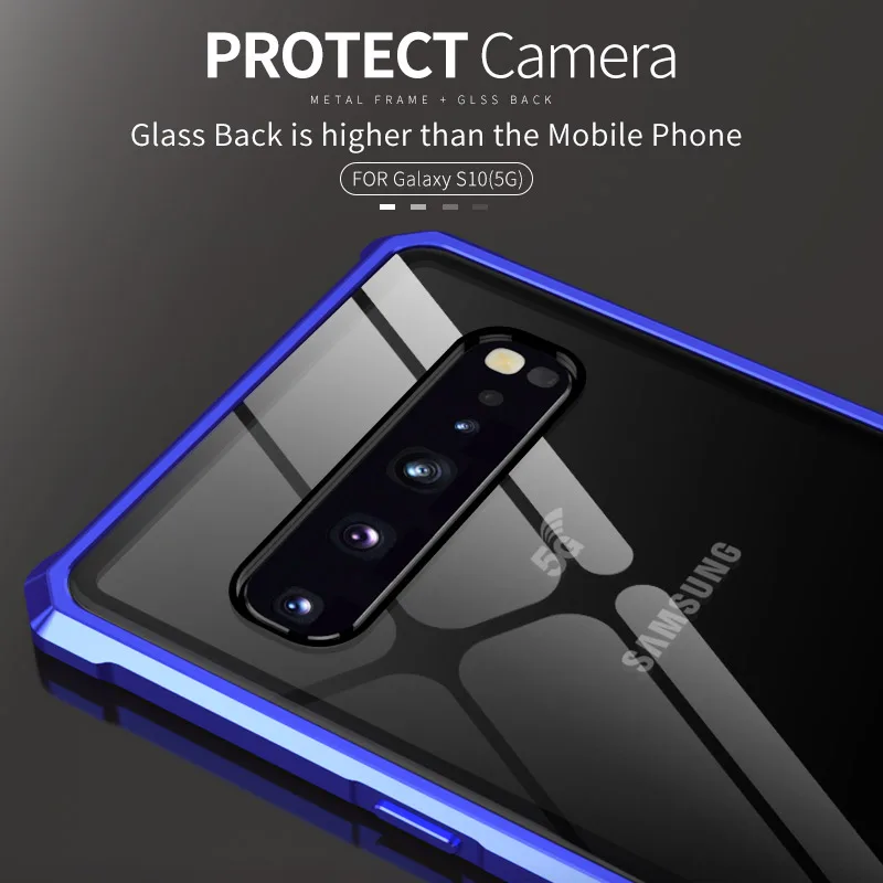 Luxury Metal Bumper Case For Samsung Galaxy S10 5G Cases Shockproof Glass Back Covers Aluminum Armor |