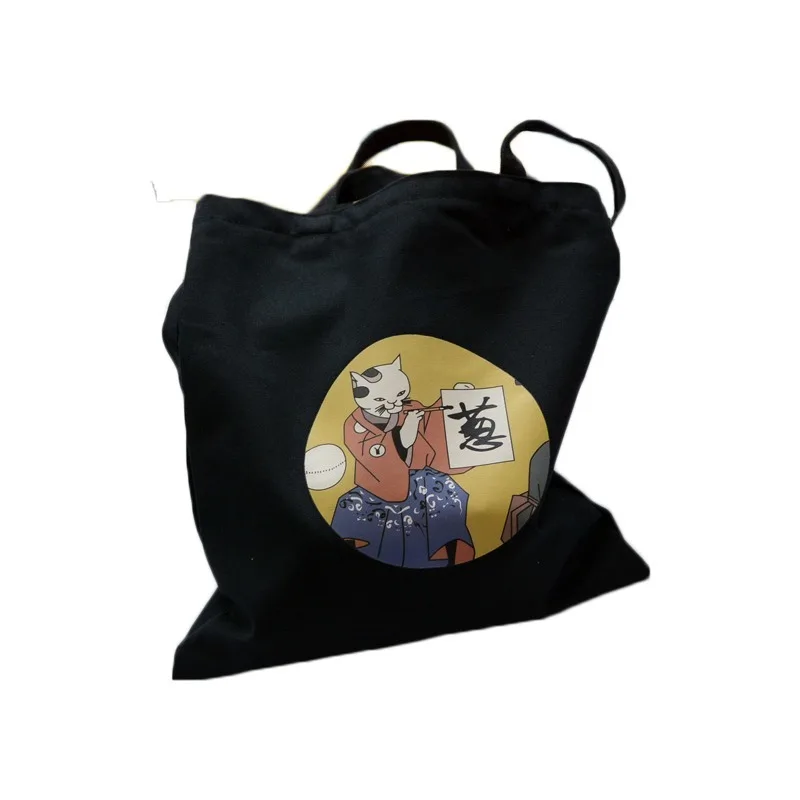 Женская Холщовая Сумка мультяшная ткань для кошек сумки покупок Большая