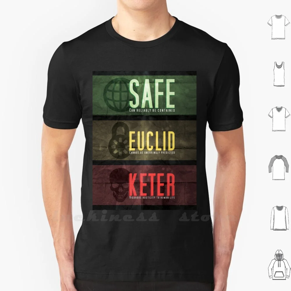 Фото Футболка Scp-Threat Levels для мужчин и женщин, подростковая 6xl Thevolgun Scp Voice Actor Keter Safe Euclid №1