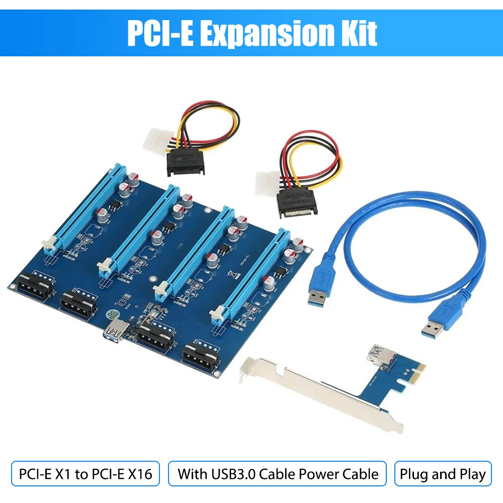 

Плата PCI-E с кабелем USB 3,0 и адаптером для майнинга
