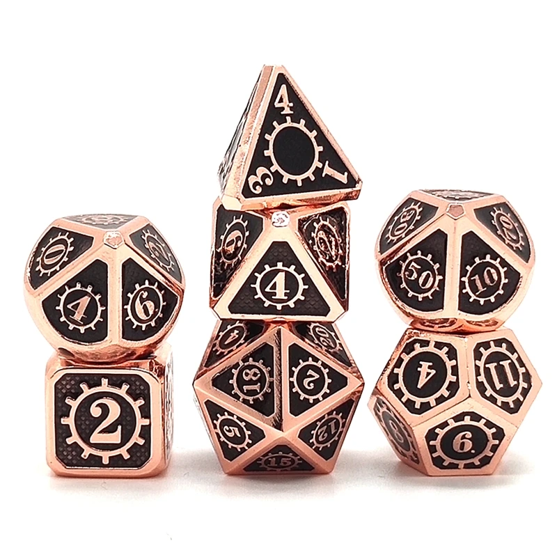 

7 PCS Steampunk Style Metal Dice Metallic DND Game D&D Dice with Free Metal Case