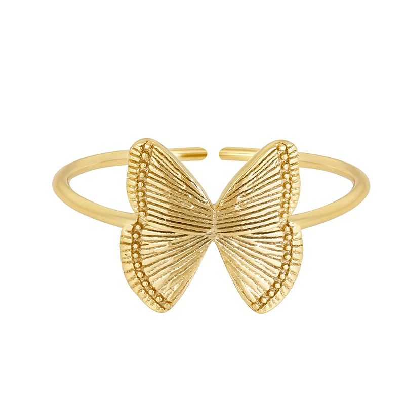 

KOJ Fashion 925 Sterling Silver Minimalist Shiny Crystal Zircon Butterfly Open Rings for Women Wedding Engagement Fine Jewelry
