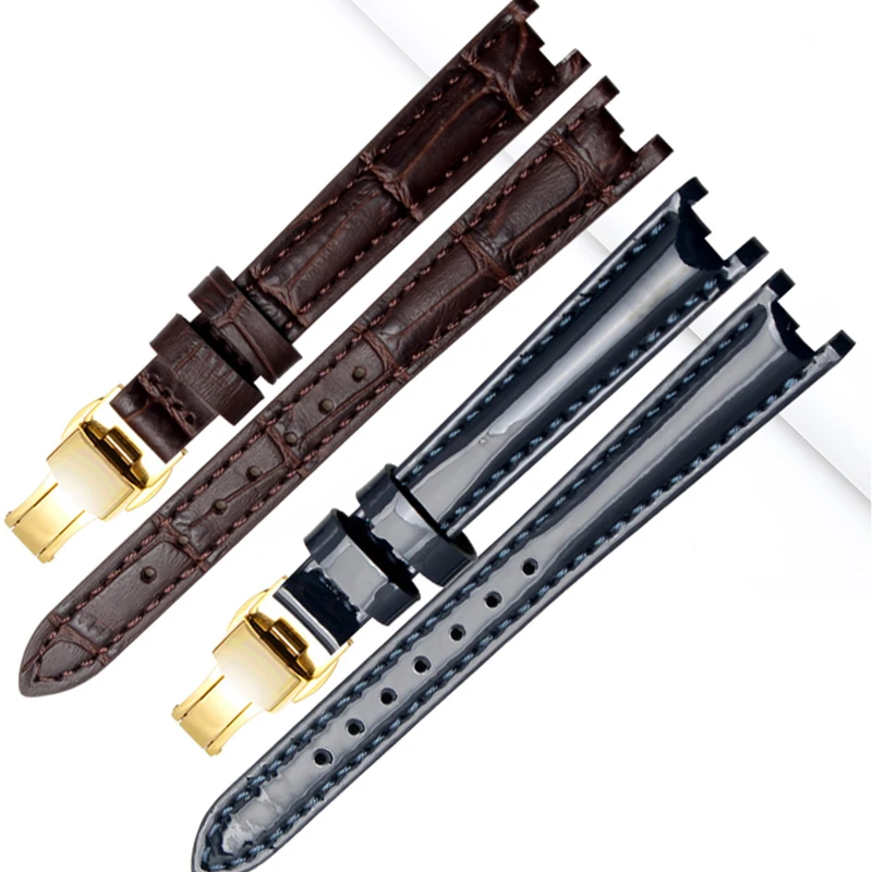 cow genuine Leather watchband for Tissot 1853 T094210 women's watch straps bracelet 12mm with stainless stee butterfly clasp